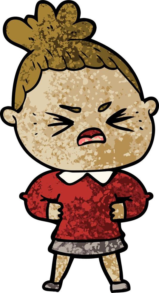 cartoon angry woman vector
