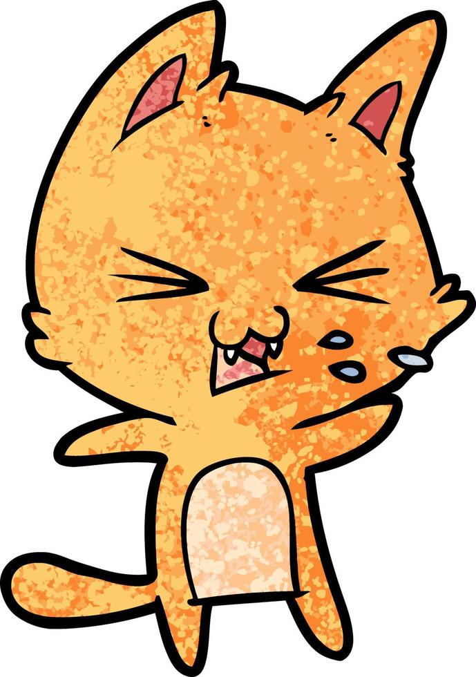 cartoon cat hissing vector