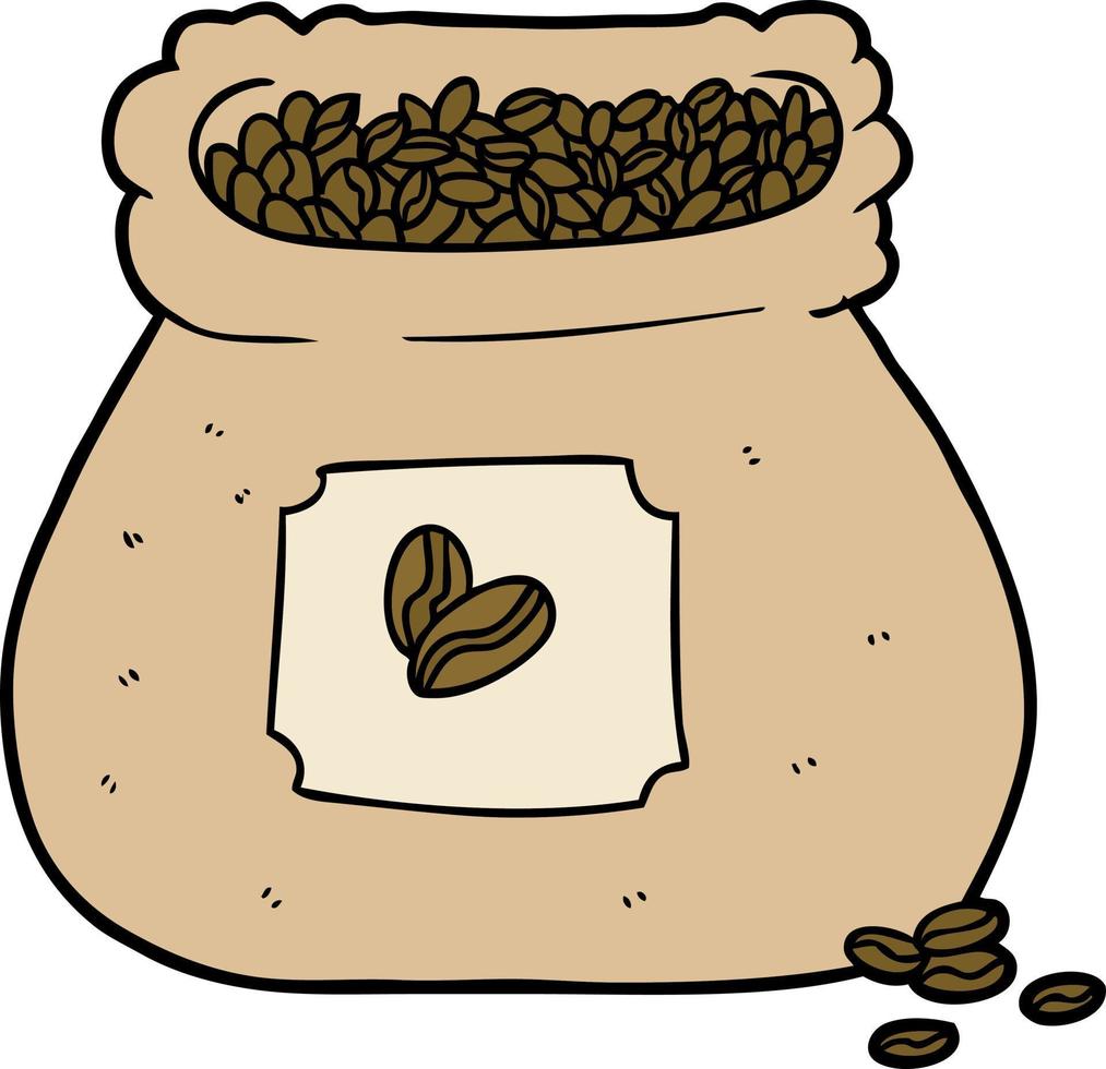 cartoon sack of coffee beans vector