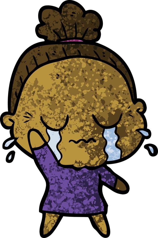 cartoon crying old lady vector