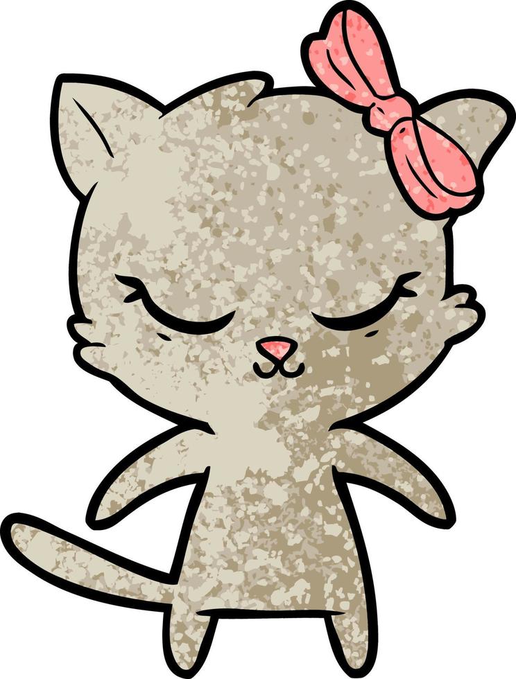 cute cartoon cat with bow vector