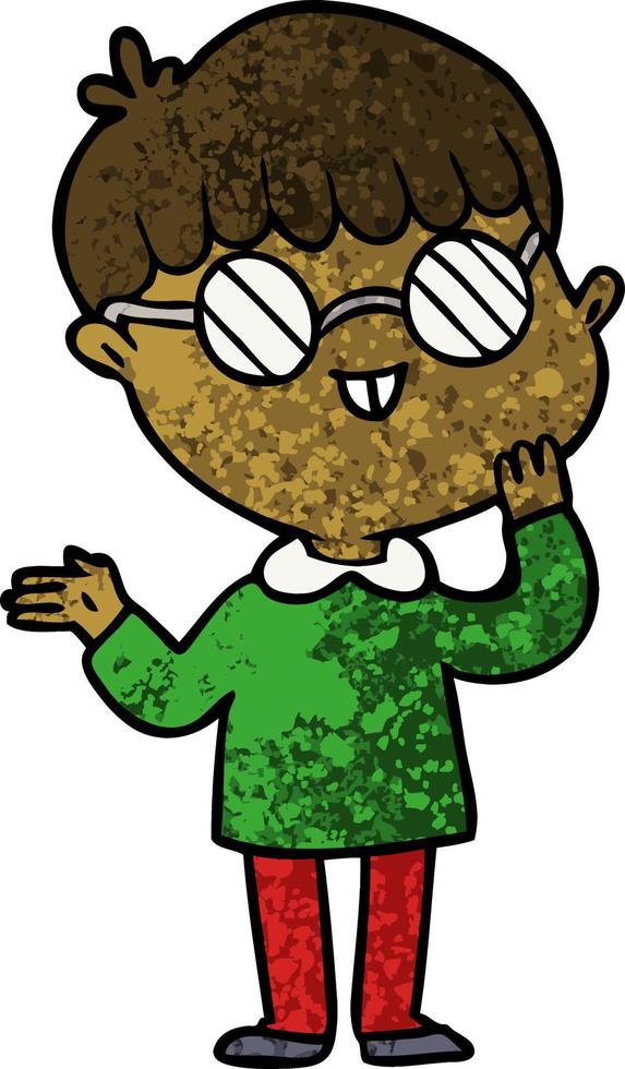 cartoon boy wearing spectacles vector