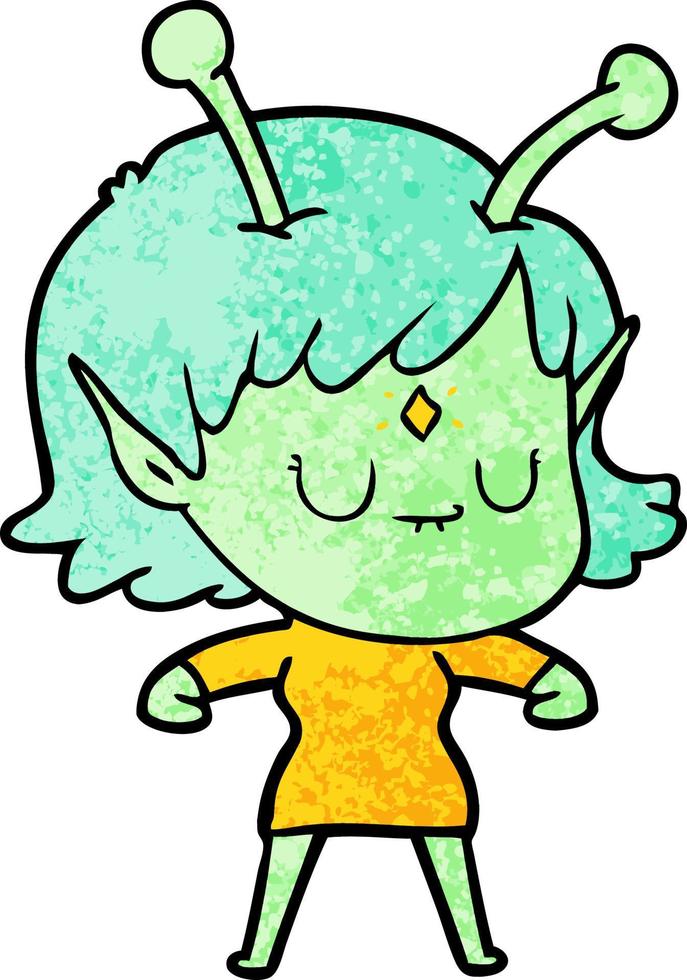 cartoon alien girl vector