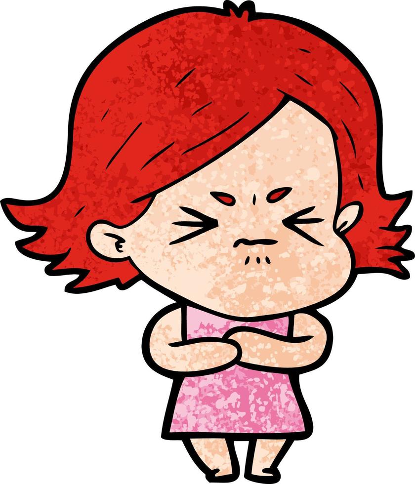 cartoon angry girl vector