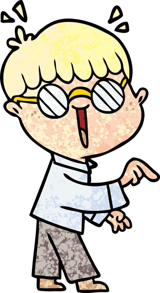 cartoon boy wearing spectacles vector