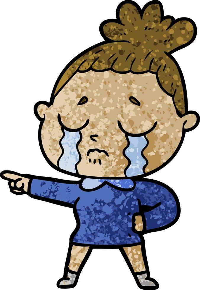 cartoon crying woman vector