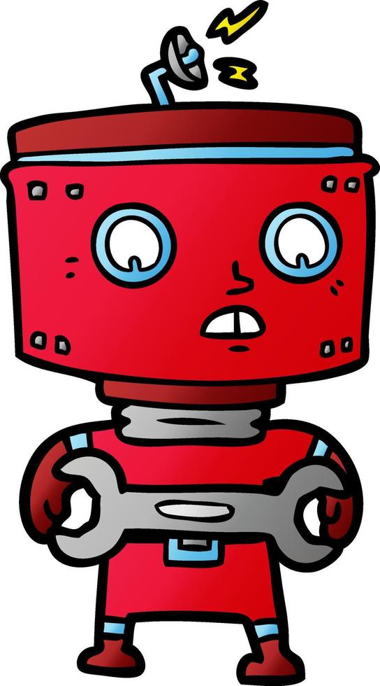 robot de dibujos animados con llave inglesa vector