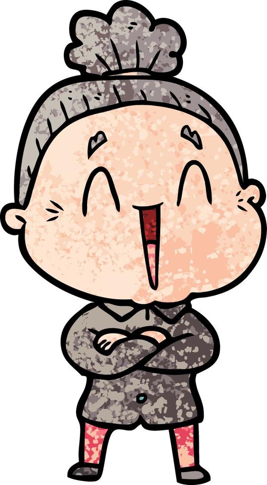 cartoon happy old lady vector