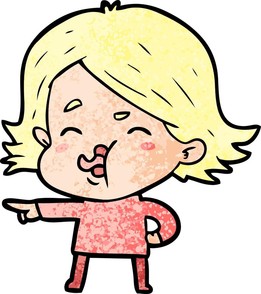 cartoon girl pulling face vector