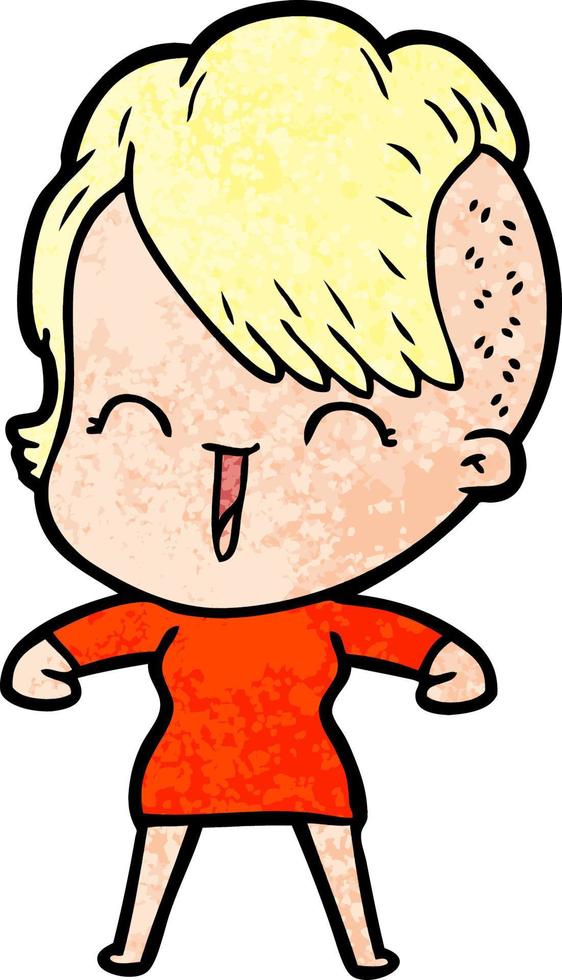 cartoon happy hipster girl vector