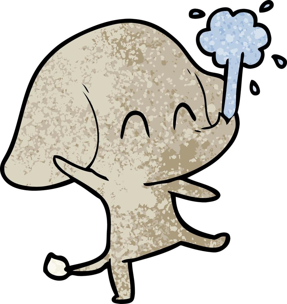 lindo elefante de dibujos animados arrojando agua vector