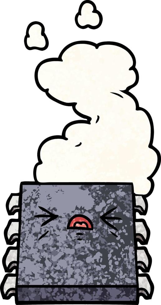 cartoon overheating computer chip vector