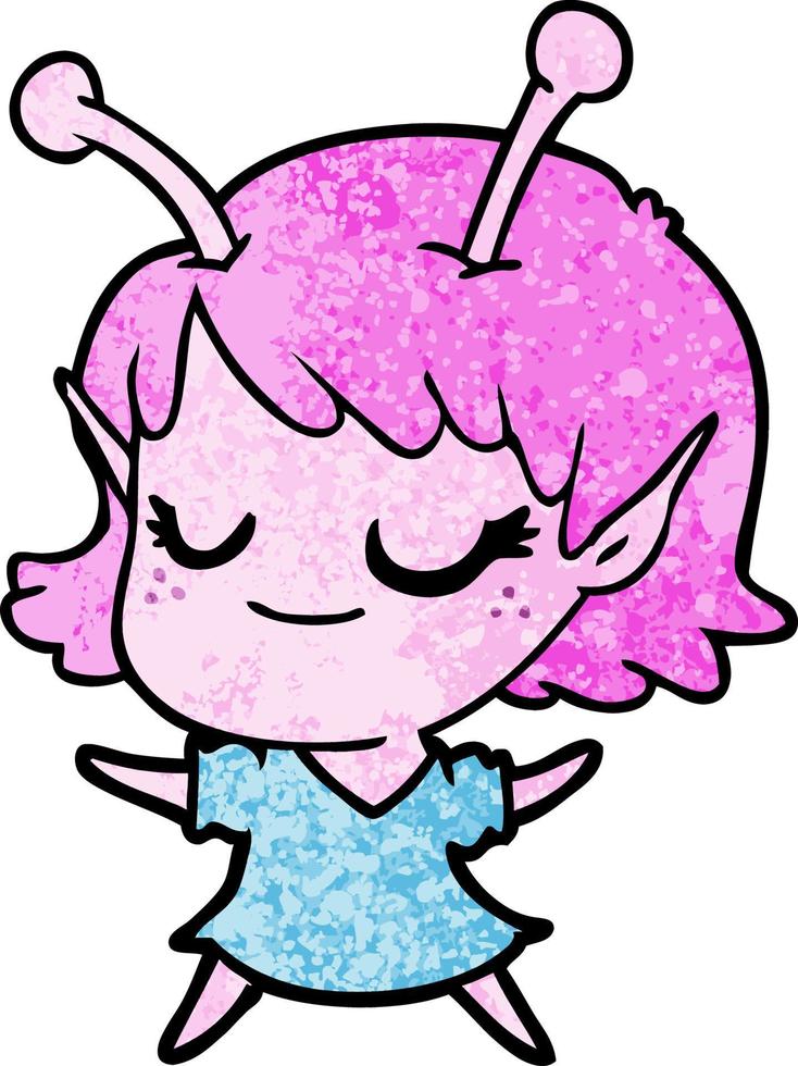 smiling alien girl cartoon vector