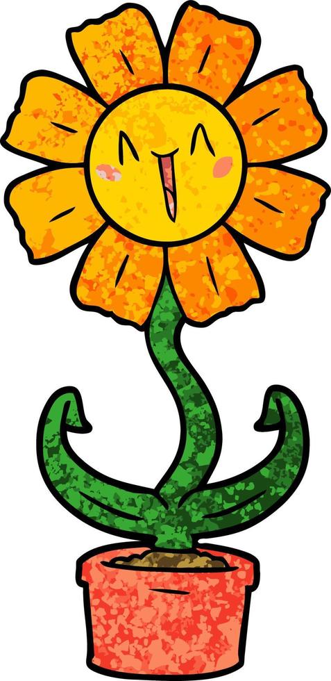 happy cartoon flower vector