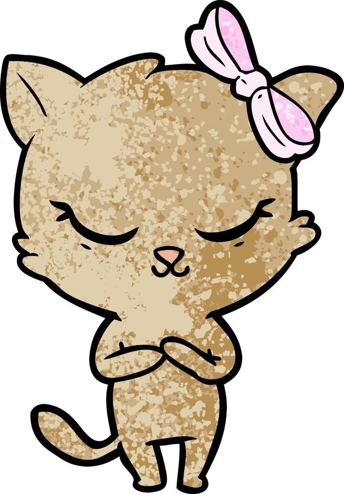 cute cartoon cat with bow vector