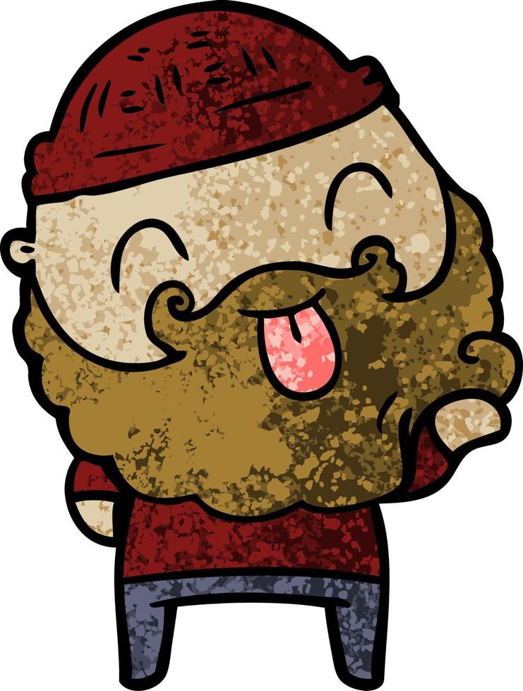 hombre con barba sacando la lengua vector