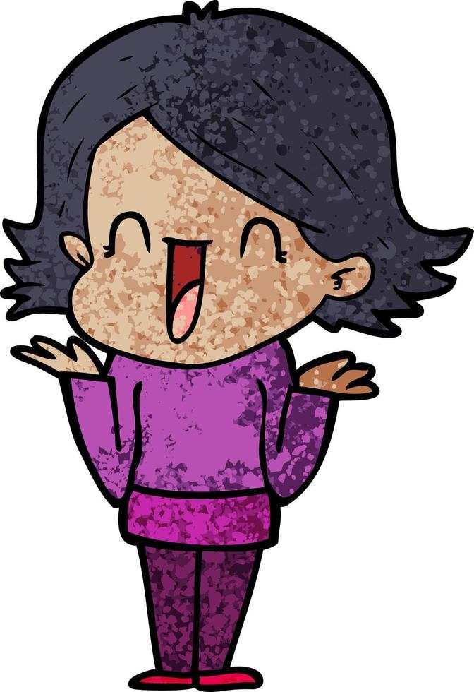 cartoon happy woman vector