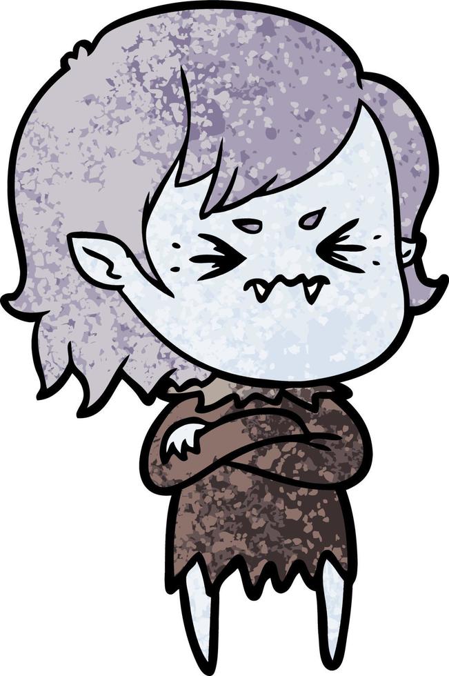 annoyed cartoon vampire girl vector