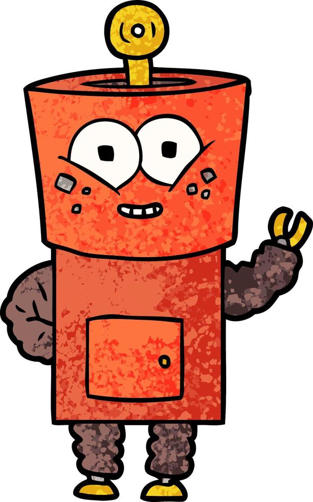 happy cartoon robot waving hello vector