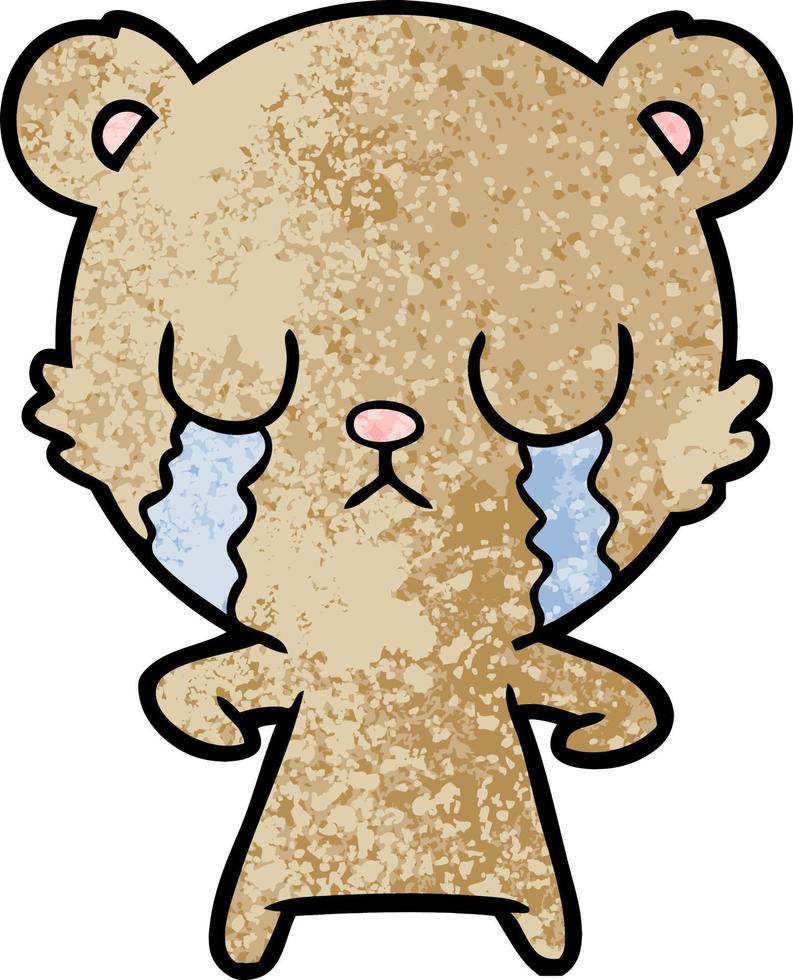 crying cartoon bear vector