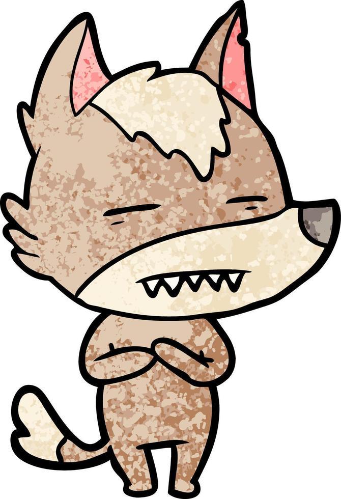 cartoon wolf showing teeth vector