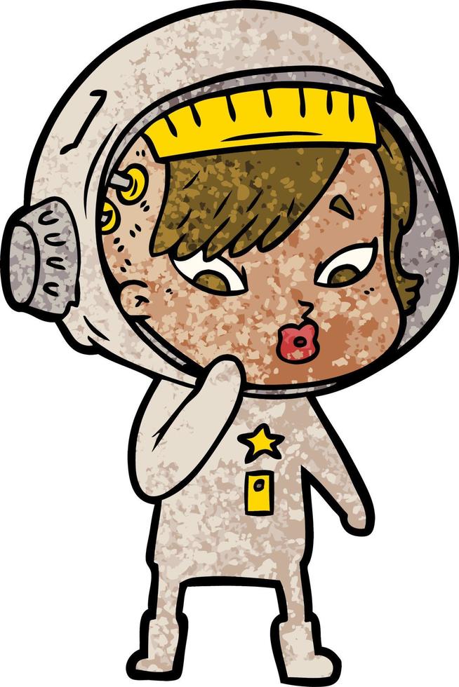 cartoon astronaut woman vector