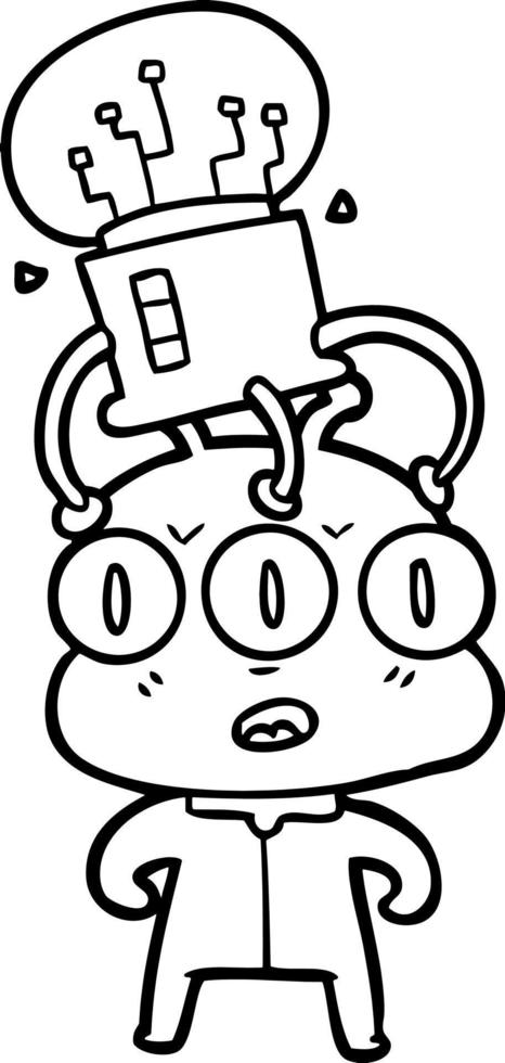 cartoon three eyed alien vector