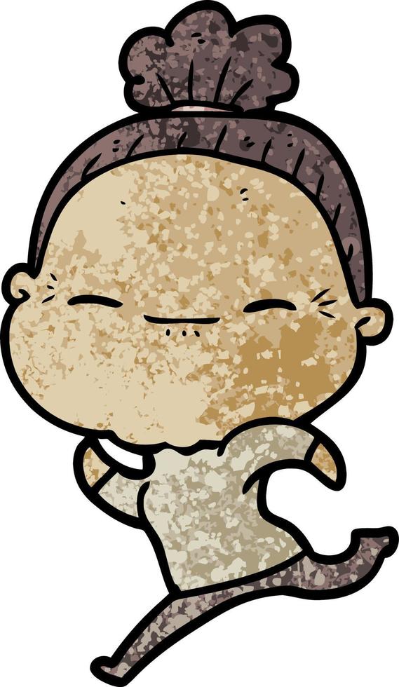 cartoon peaceful old woman vector