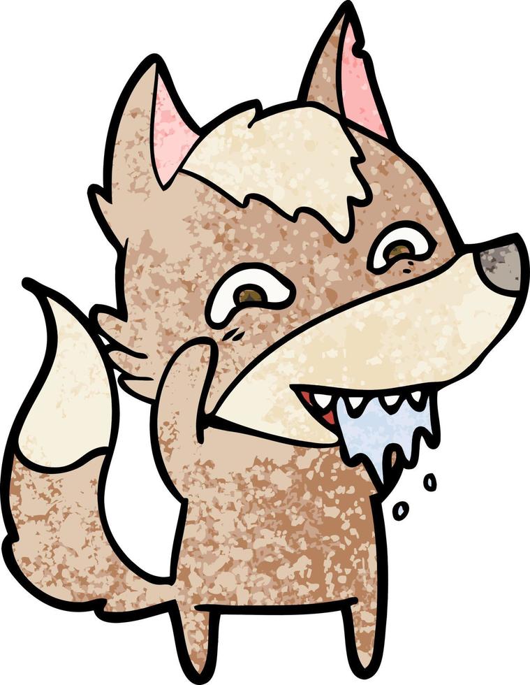 cartoon hungry wolf vector