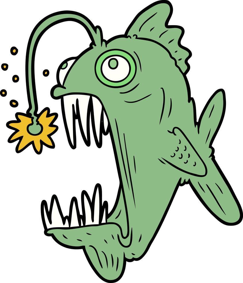pez linterna de dibujos animados vector