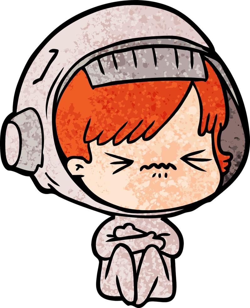 angry cartoon space girl vector