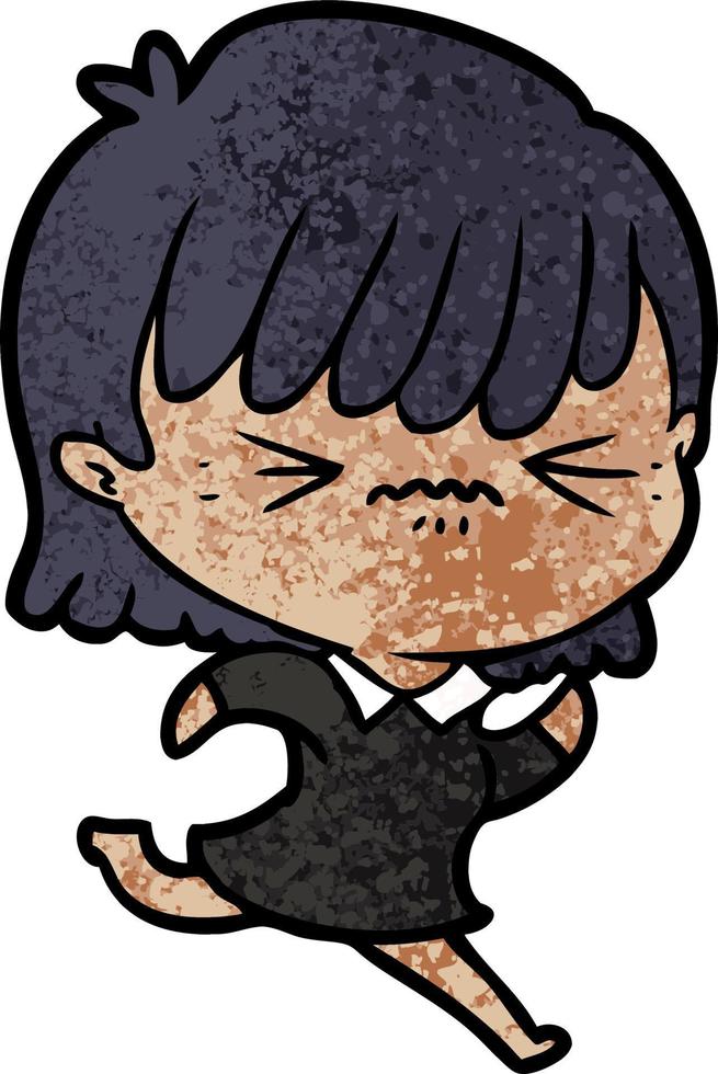 annoyed cartoon girl vector