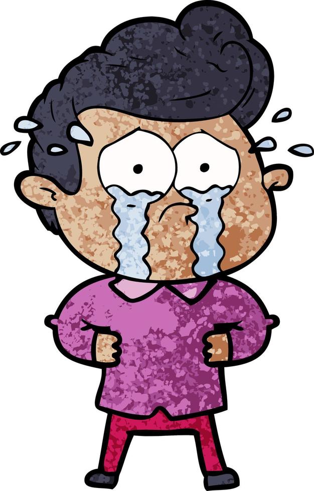 cartoon crying man with hands on hips vector