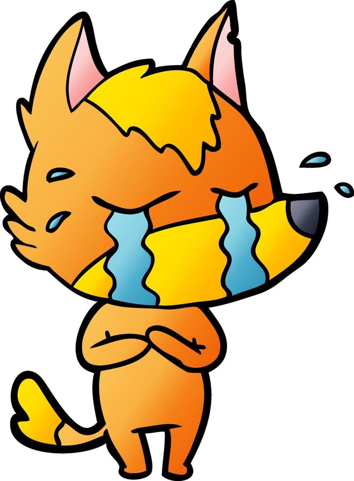 sad little fox cartoon character vector