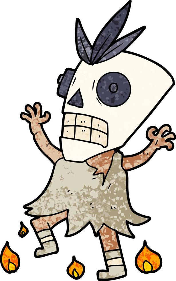 cartoon cannibal shaman vector