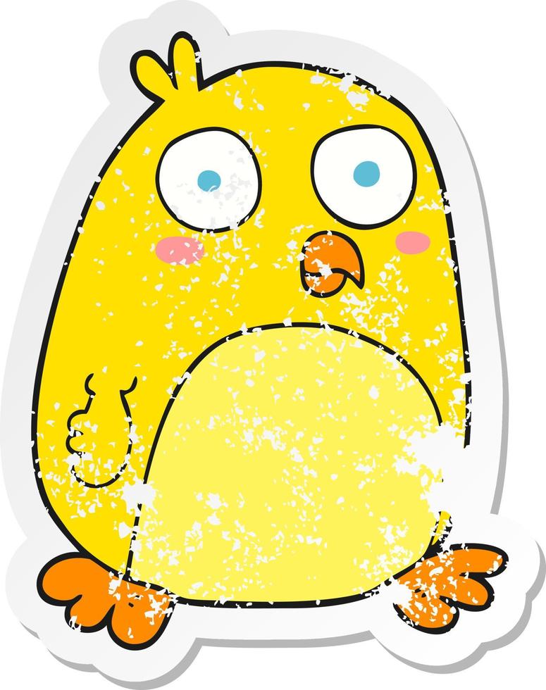 retro distressed sticker of a cartoon bird vector