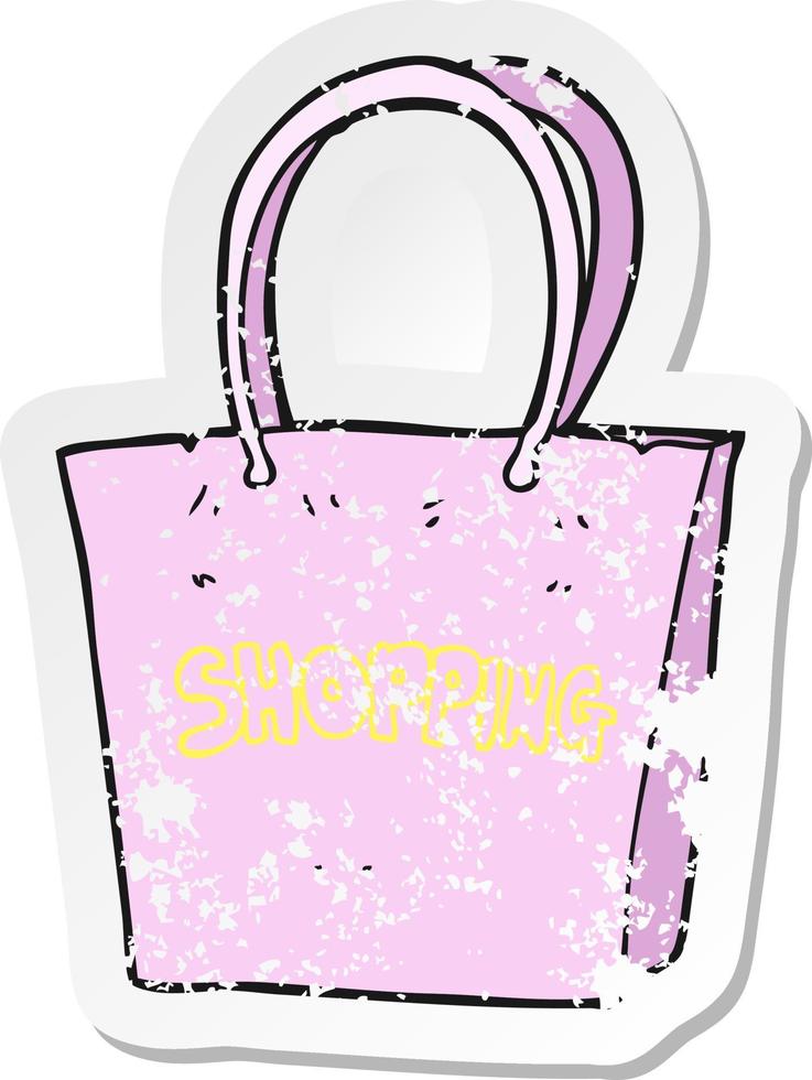 retro distressed sticker of a cartoon shopping bag vector