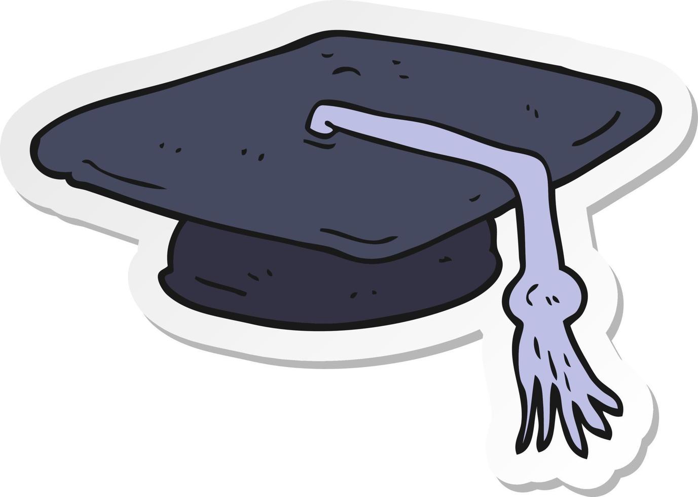 sticker of a cartoon graduation cap vector