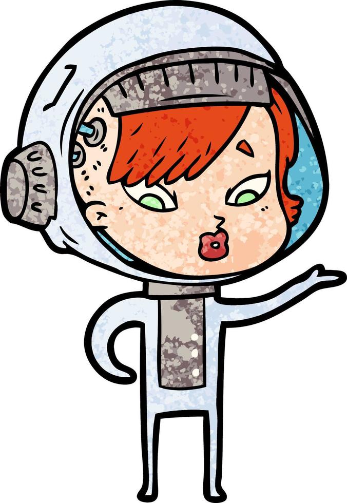 cartoon astronaut woman vector