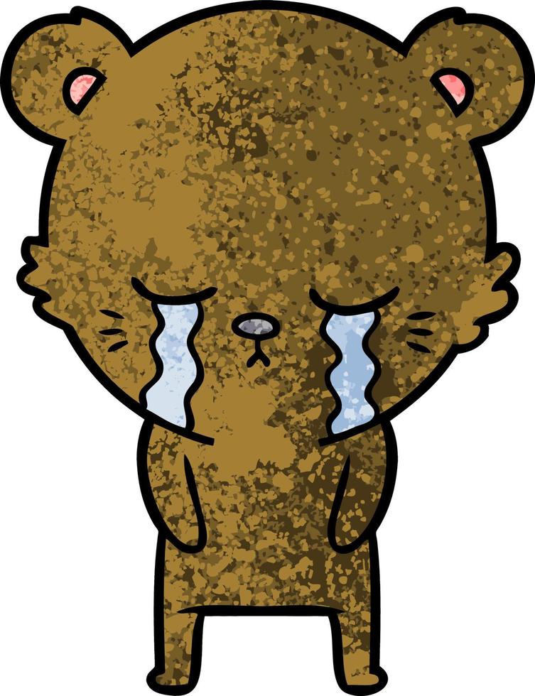 crying cartoon bear vector