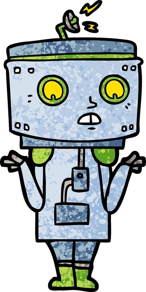 cartoon robot shrugging vector