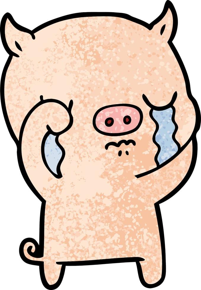cartoon pig crying vector