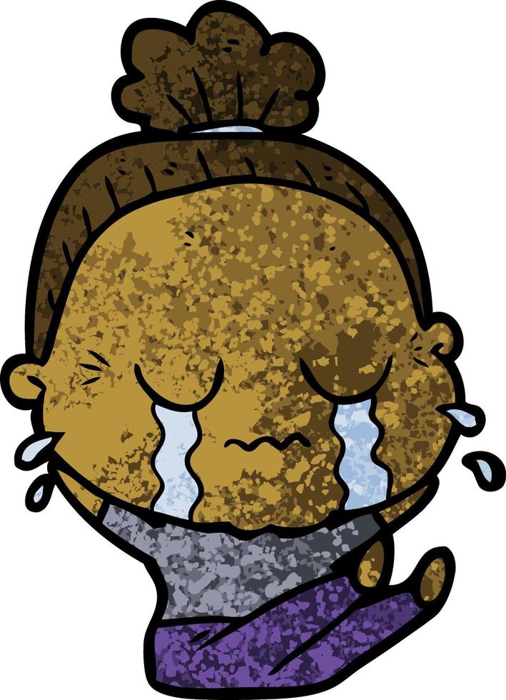 cartoon crying old lady vector