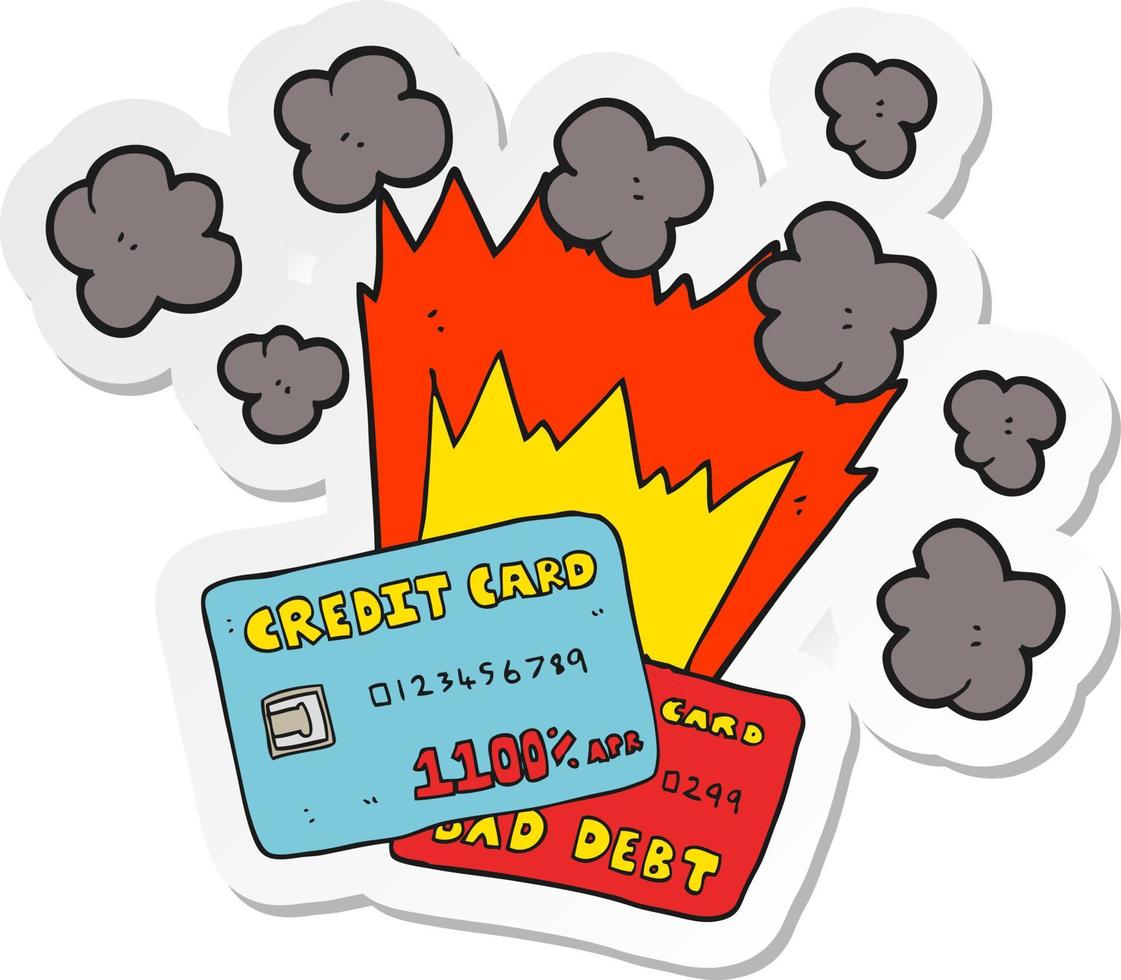 pegatina de una deuda de tarjeta de crédito de dibujos animados vector