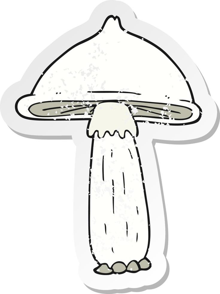 retro distressed sticker of a cartoon mushroom vector