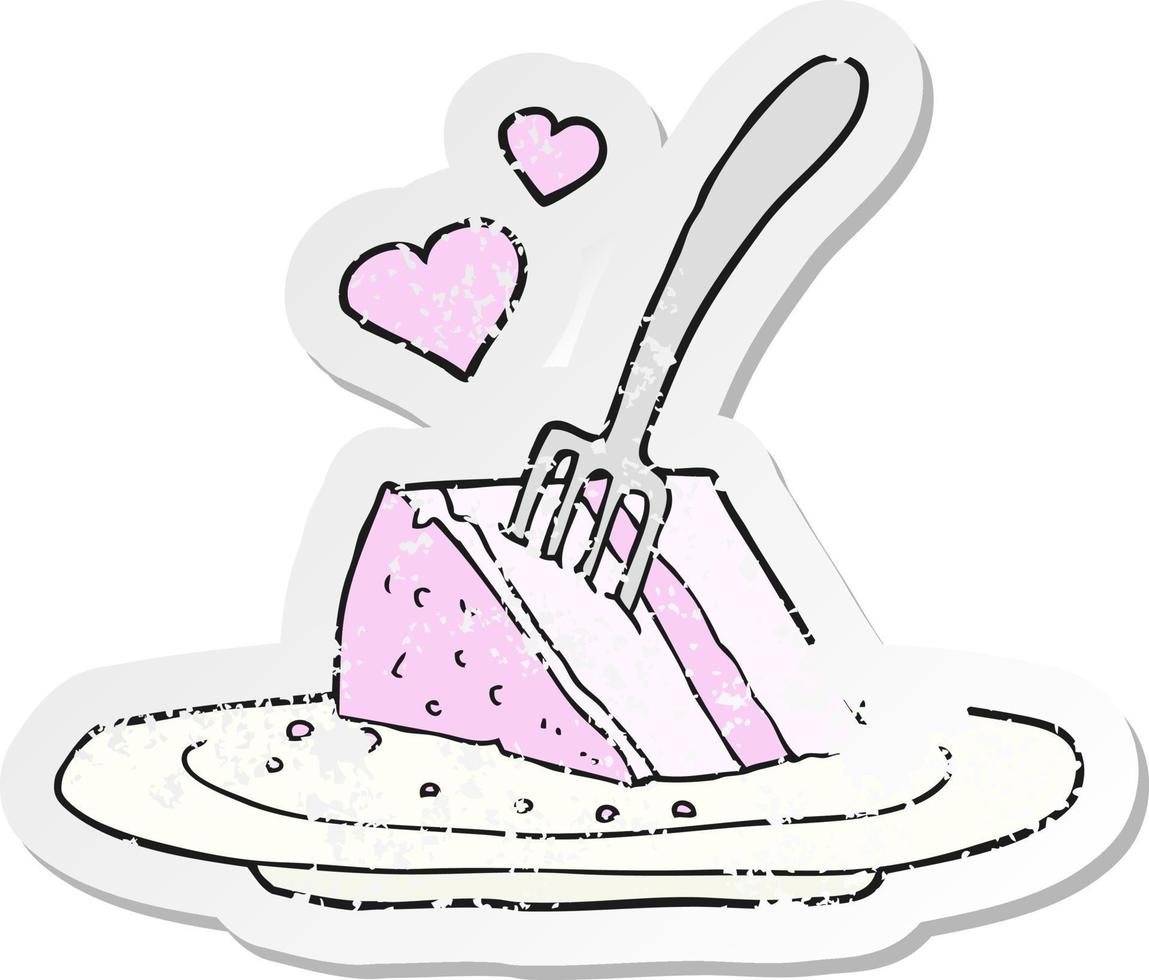 retro distressed sticker of a cartoon lovely cake vector