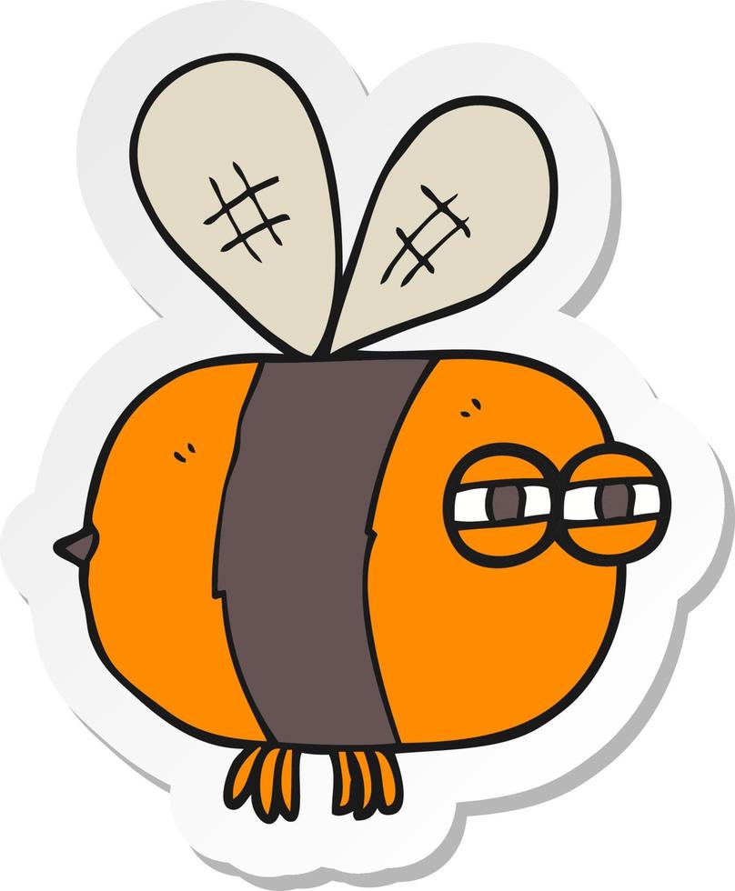 sticker of a cartoon angry bee vector