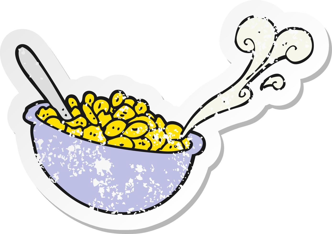 retro distressed sticker of a cartoon bowl of cereal vector