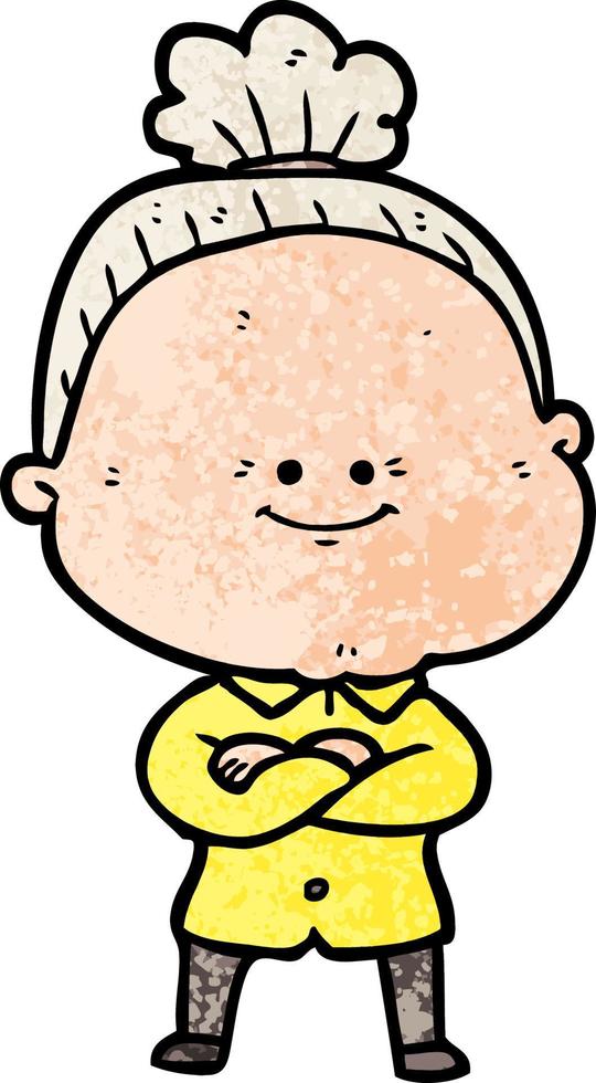 cartoon happy old woman vector
