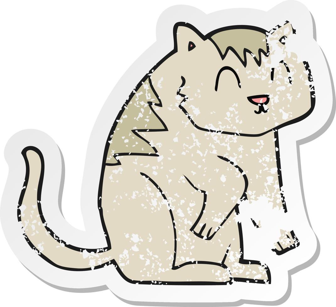 retro distressed sticker of a cartoon cat vector